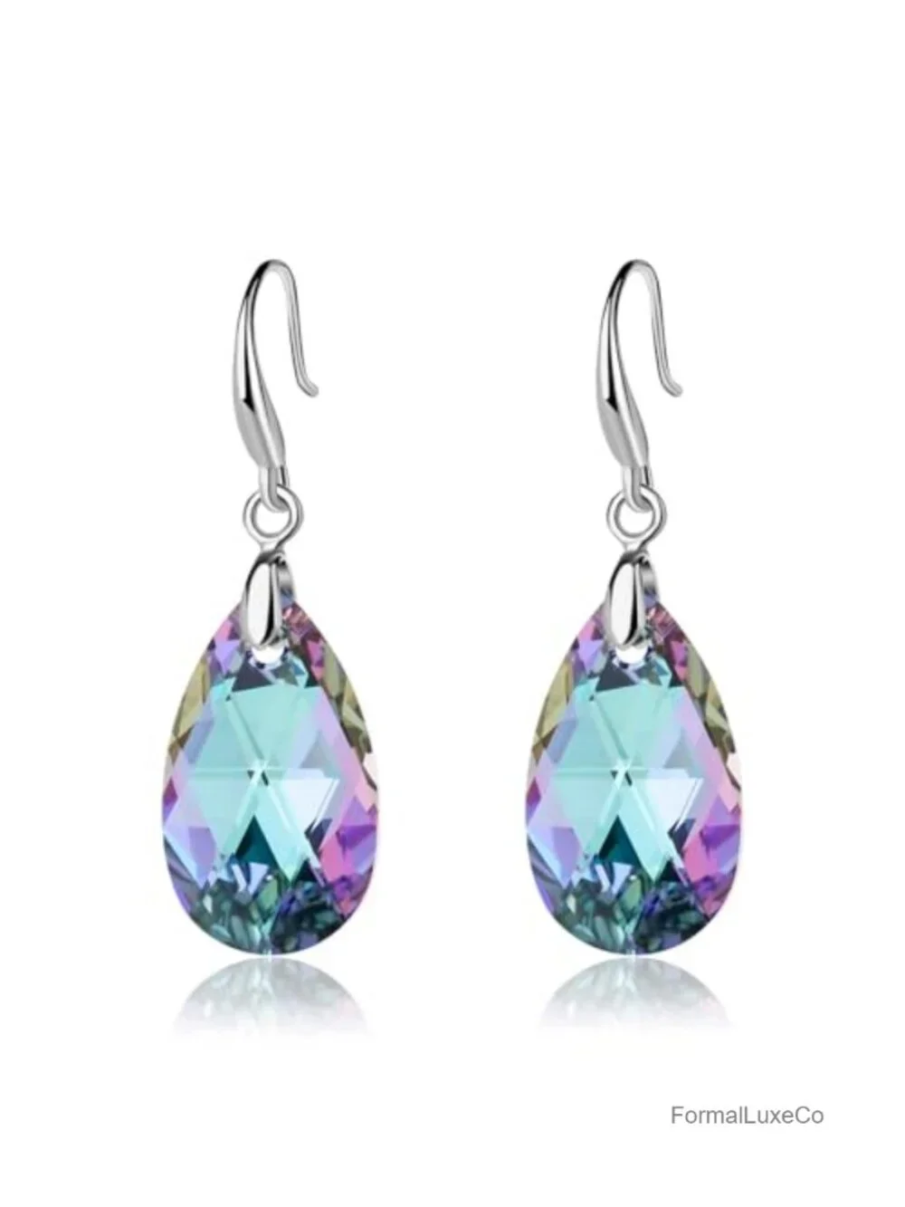 Austrian Crystal Teardrop Dangle Hook Earrings 14K Gold Plated Hypoallergenic